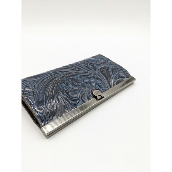 PATRICIA NASH Cauchy tooled embroidered leather women's wallet - BLUE (Used) - Picture 5 of 9